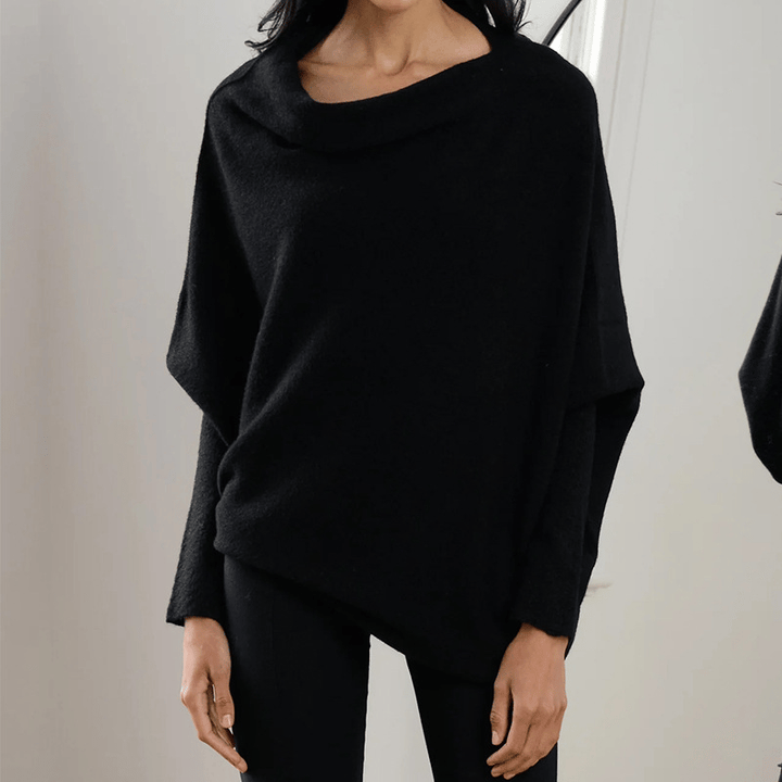 Pull en mélange de cachemire pour femme col asymétrique maille élégante pour l’automne
