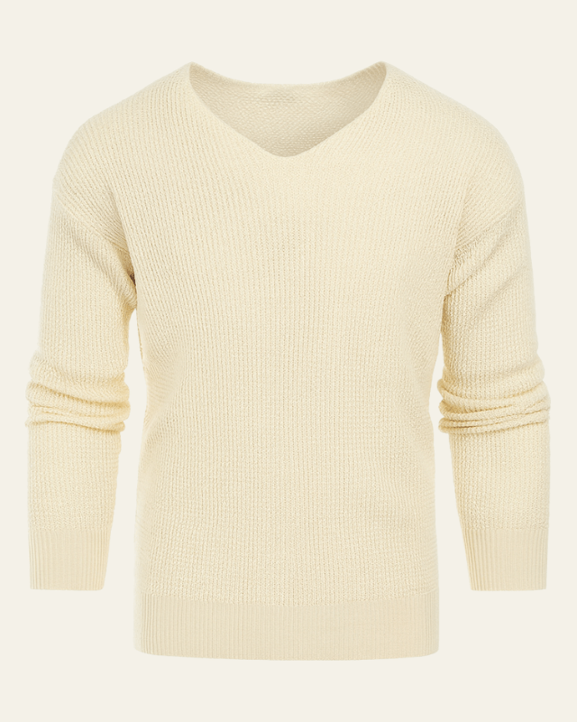 Men’s knit sweater for fall, soft V-neck sweater for cool days