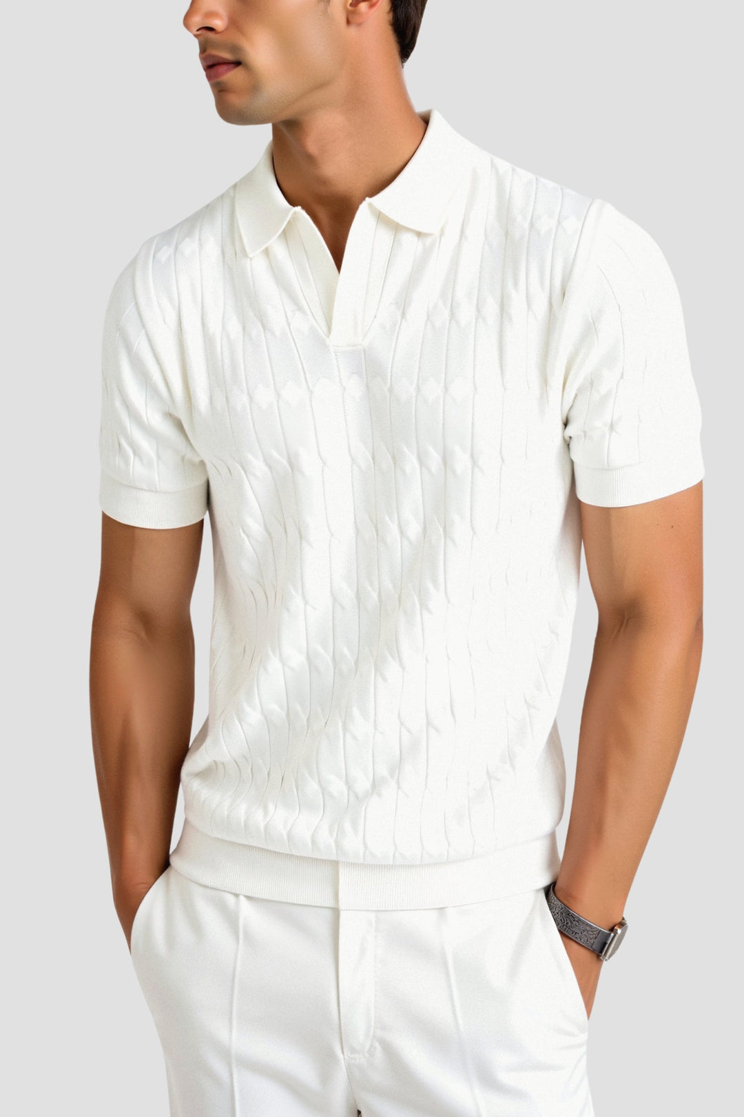 Elegant men's white polo shirt - Timeless style and comfort