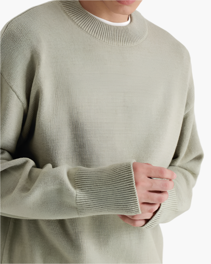 Pull homme en laine à col montant, chaud, en maille, pour l’automne