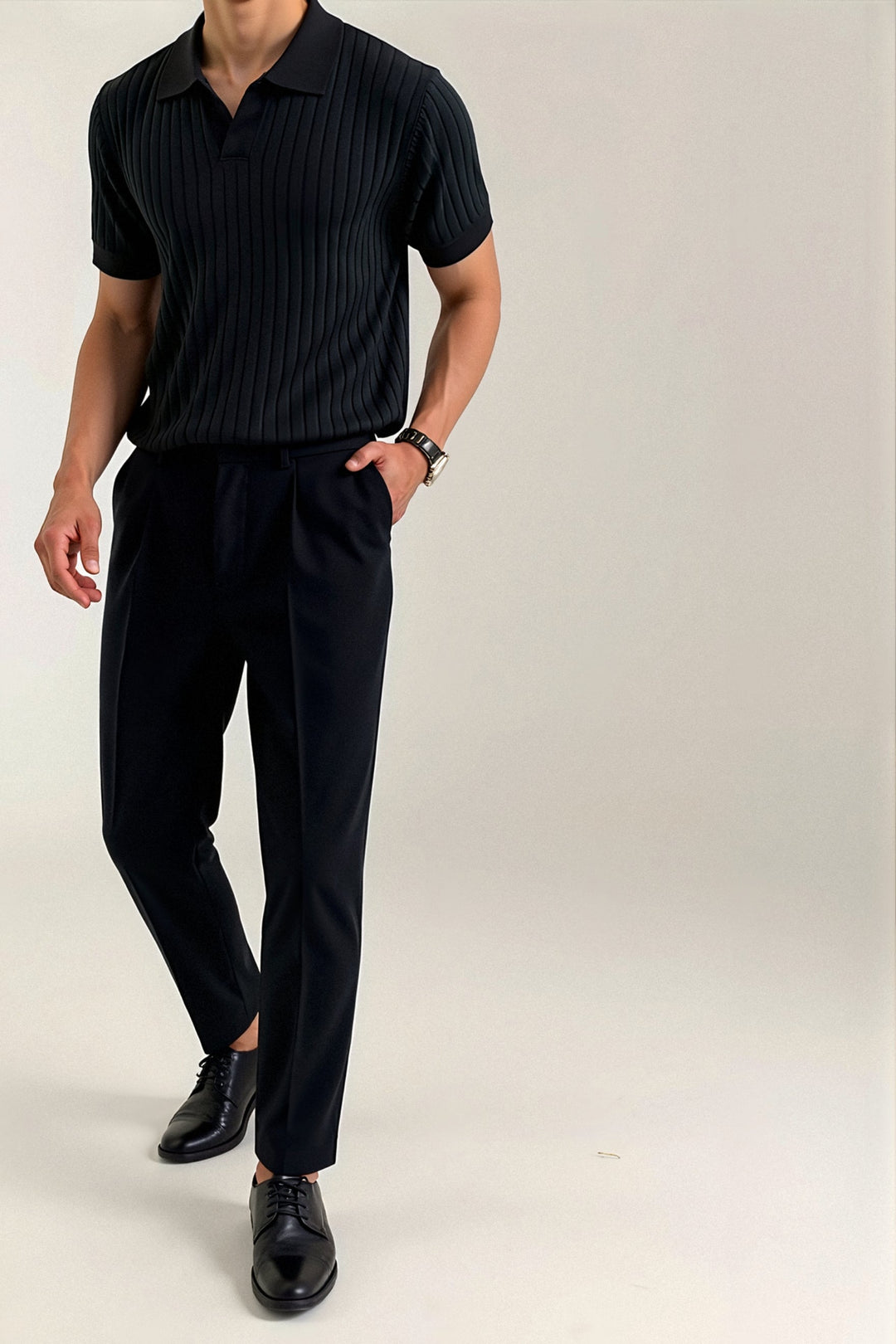 Polo côtelé à manches courtes pour hommes - Élégant et intemporel pour toutes les occasions