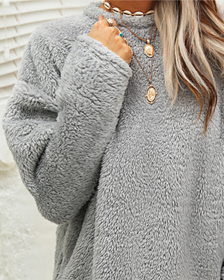 Pull long femme en laine mélangée à manches longues pour l’automne et l’hiver