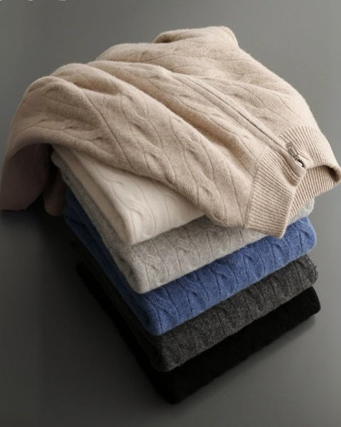 Pull homme en laine mérinos pour l’automne, pull en maille à demi-zip