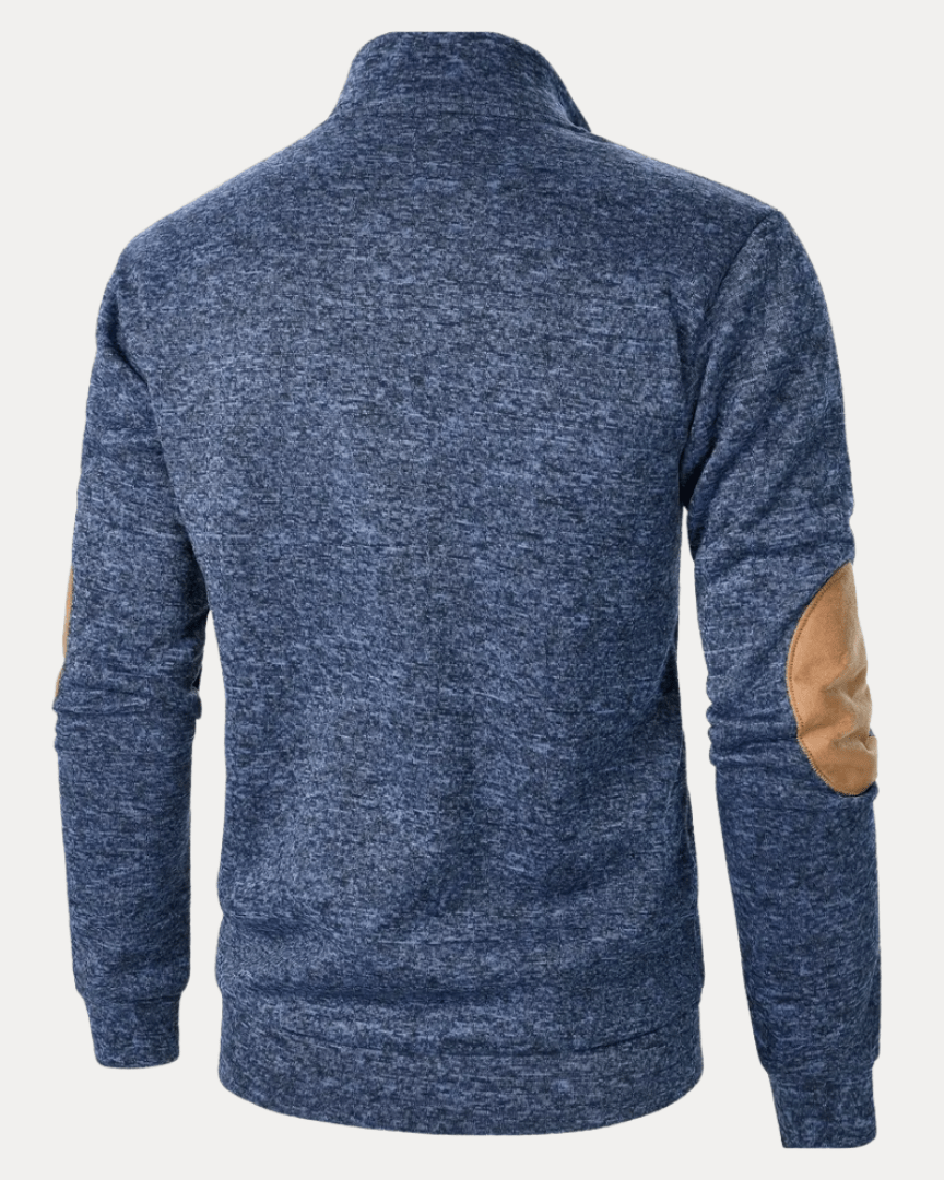 Pull homme en laine à col montant chiné avec écussons, collection automne
