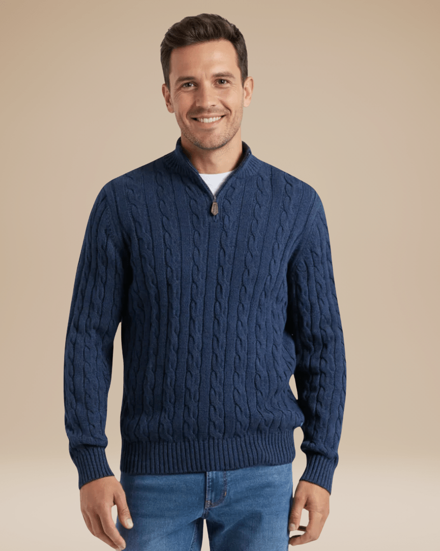 Pull en maille unisexe à fermeture éclair, motif torsadé, pour l’automne