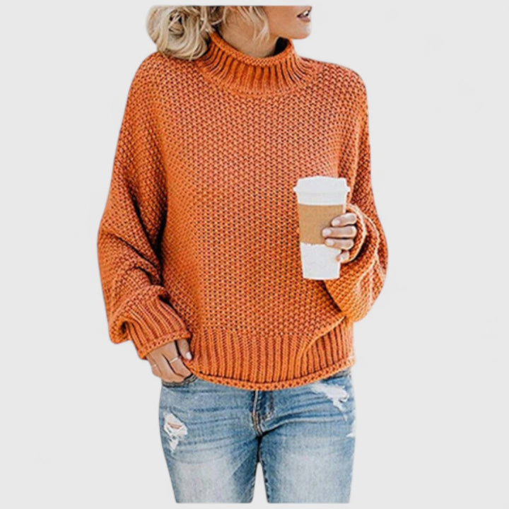 Pull femme en maille de laine à col roulé pour l’automne