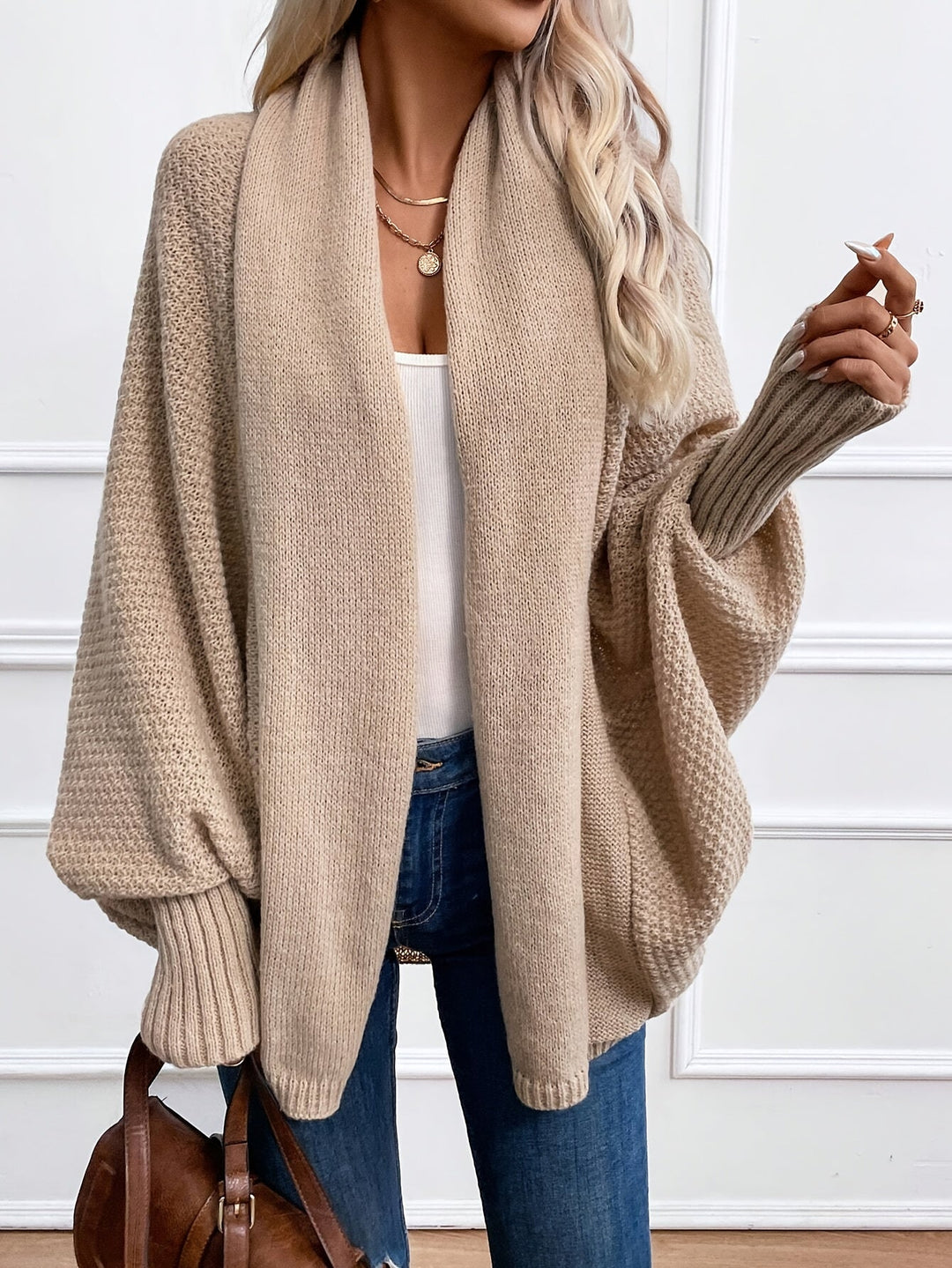 Long-sleeved long cashmere cardigan for women – perfect for winter