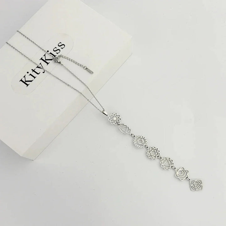 Collier femme avec chakras en acier chirurgical, pendentif d’automne