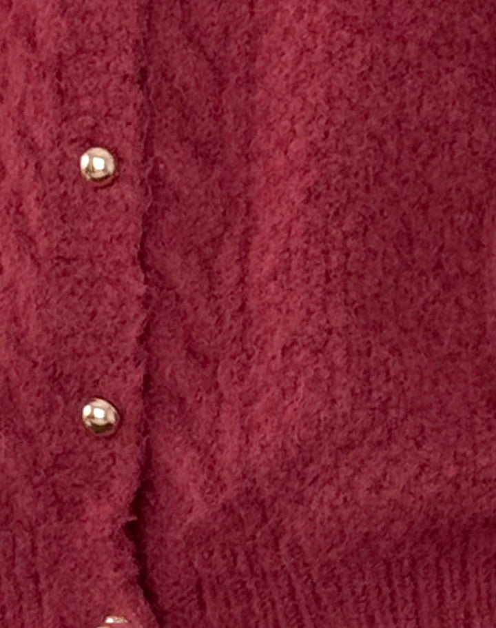 Giselotte - Cardigan Tricot Confortable avec Boutons en Perles Élégants pour un Look Chic