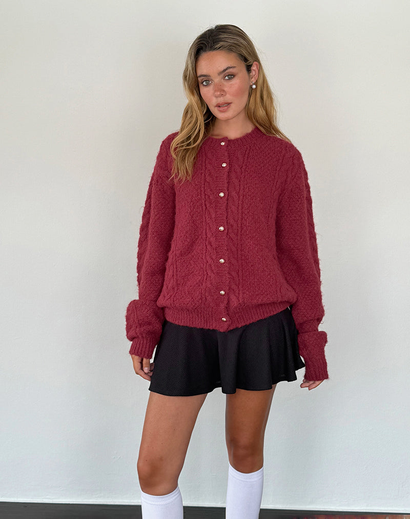Giselotte - Cardigan Tricot Confortable avec Boutons en Perles Élégants pour un Look Chic