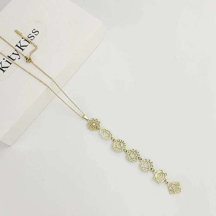 Collier femme avec chakras en acier chirurgical, pendentif d’automne