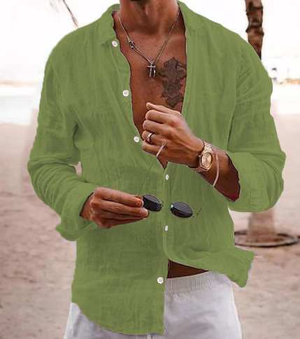 Elegant and Breathable Cactus Linen Shirt for Men for a Fresh and Comfortable Look