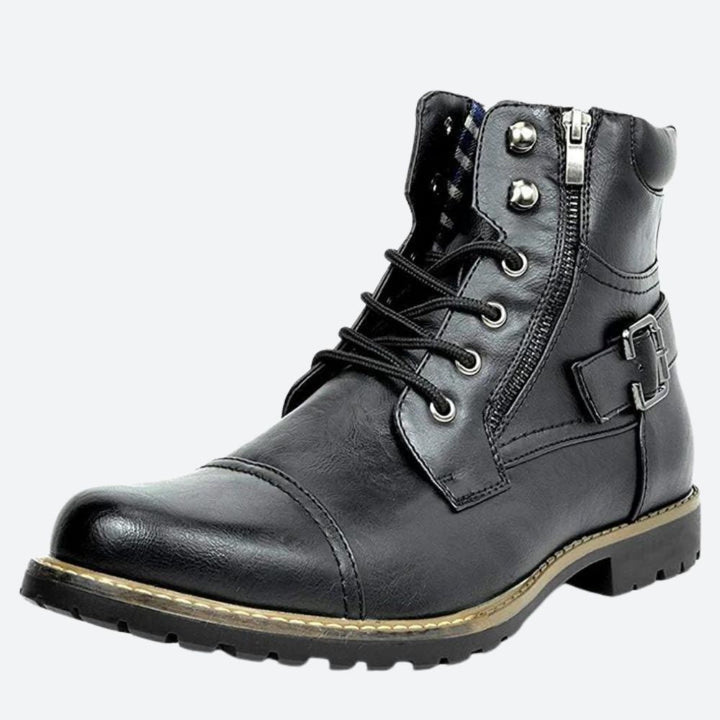 Bottes de moto stylées en cuir véritable pour hommes - Andreas