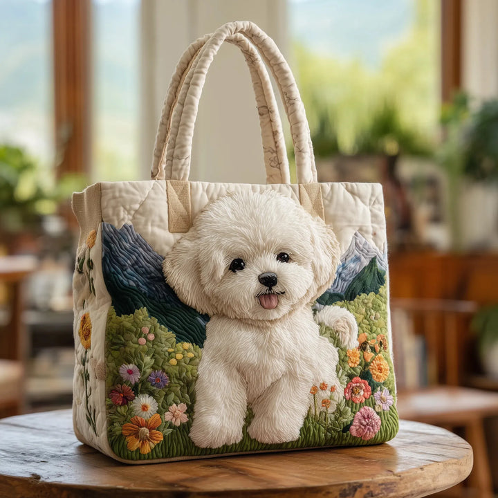 Quilted fabric tote bag for women for autumn