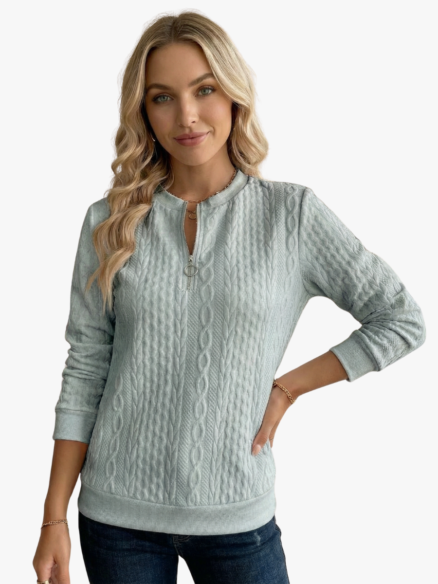 Women's textured zip-up sweatshirt for autumn and everyday outfits