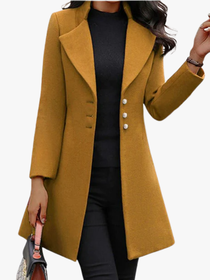 Women's wool-blend coat for autumn, with an elegant, classic fit for cold days