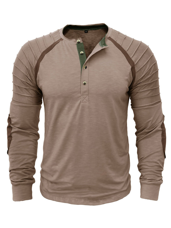 T-shirt Henley Vintage Élégant avec Manches Longues Confortables