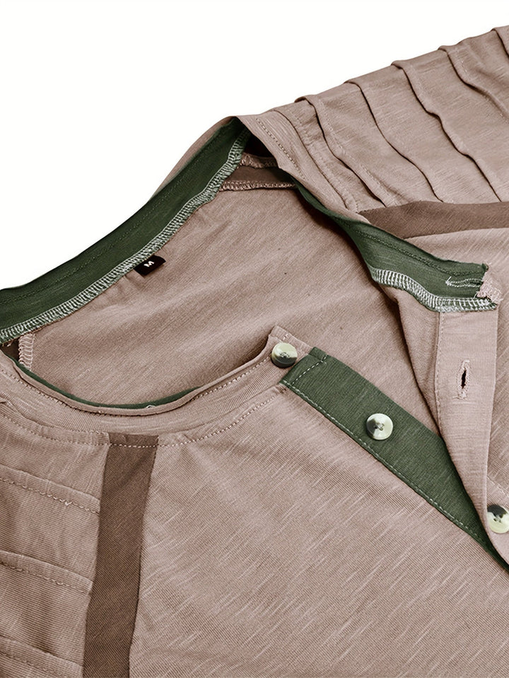 T-shirt Henley Vintage Élégant avec Manches Longues Confortables