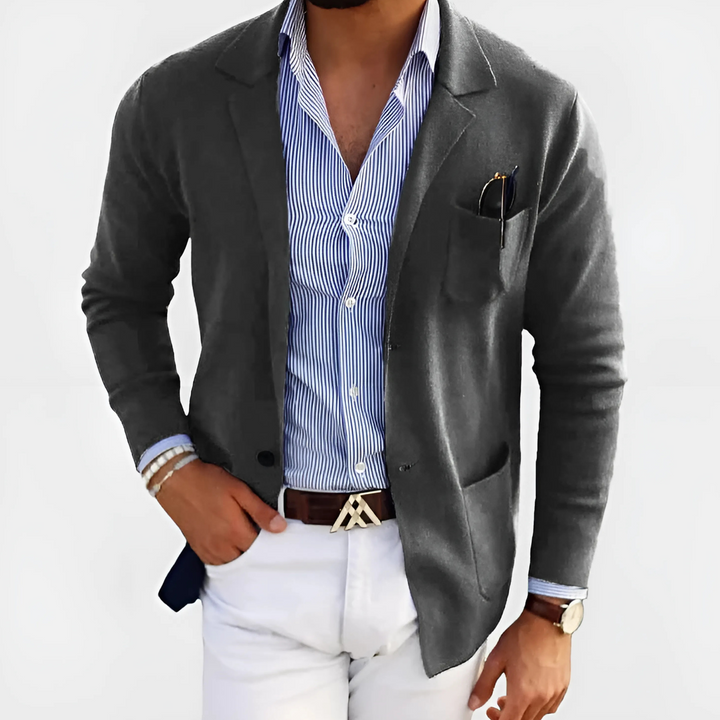 Veste légère pour homme en laine, à boutonnage simple, décontractée pour l’automne