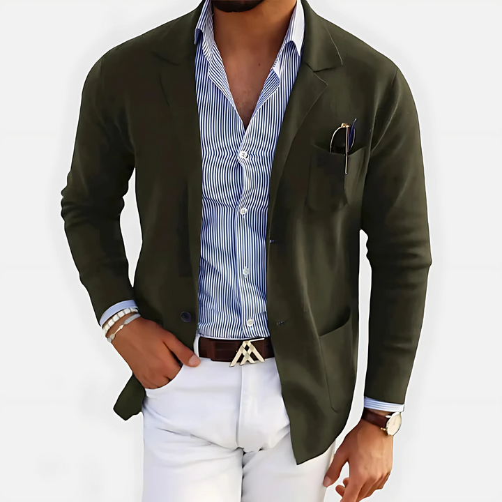 Veste légère pour homme en laine, à boutonnage simple, décontractée pour l’automne