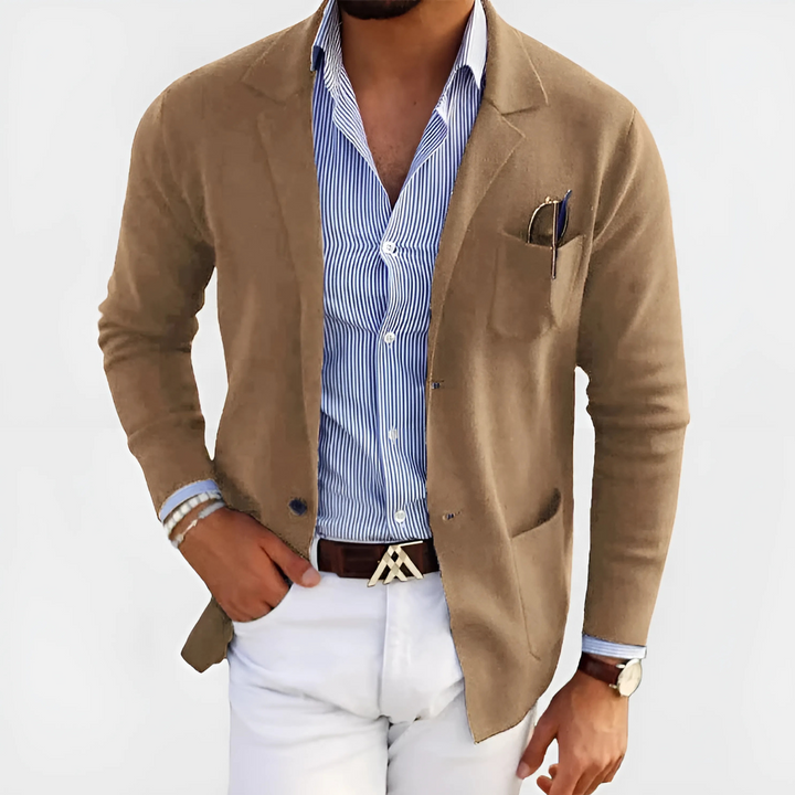 Veste légère pour homme en laine, à boutonnage simple, décontractée pour l’automne