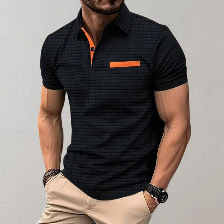 Liam | Polo élégant à texture gaufrée avec détails contrastés frappants