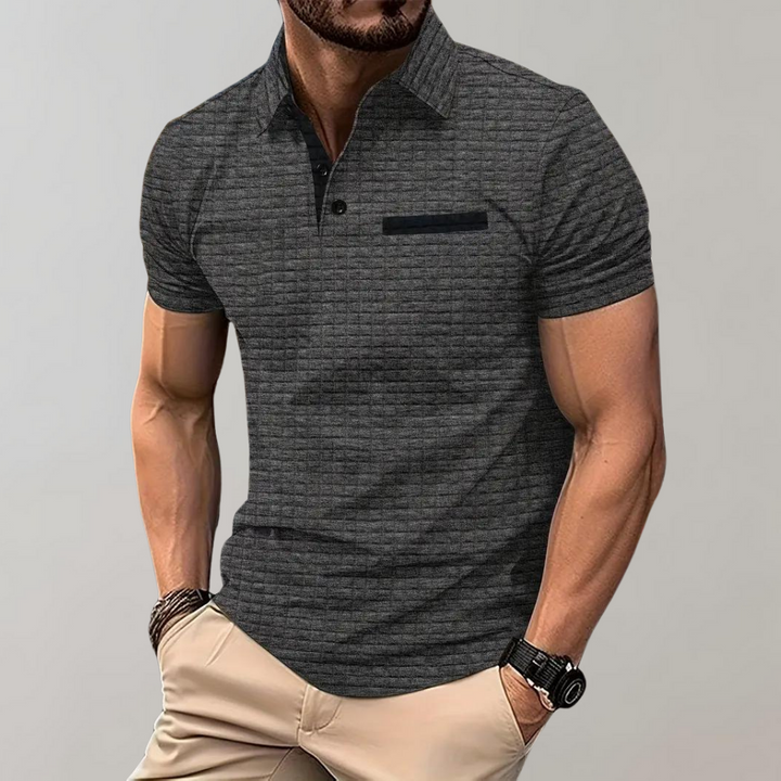 Liam | Polo élégant à texture gaufrée avec détails contrastés frappants