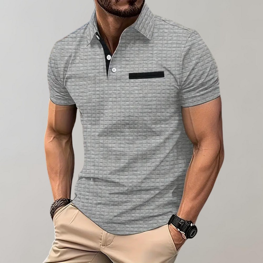 Liam | Polo élégant à texture gaufrée avec détails contrastés frappants