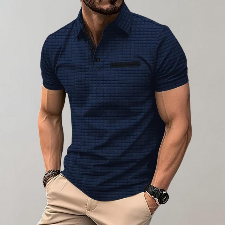 Liam | Polo élégant à texture gaufrée avec détails contrastés frappants