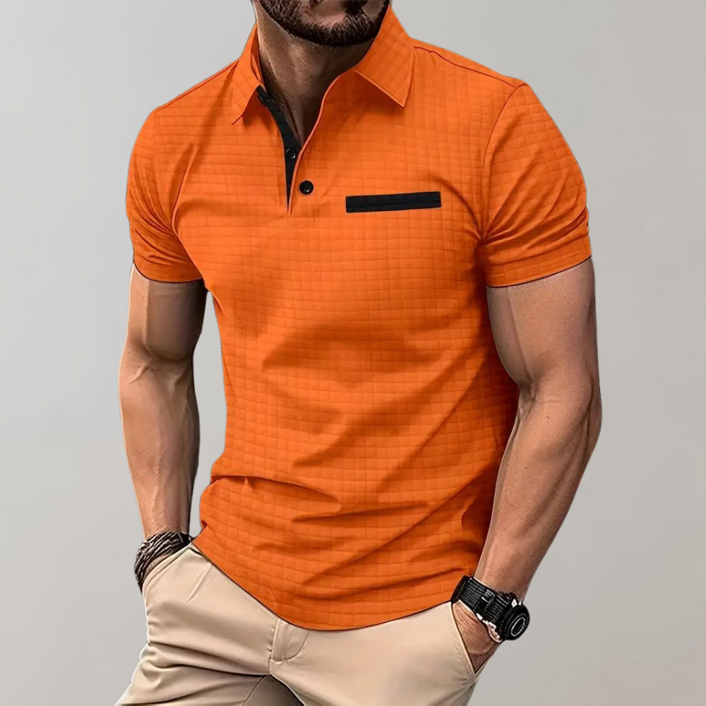 Liam | Polo élégant à texture gaufrée avec détails contrastés frappants