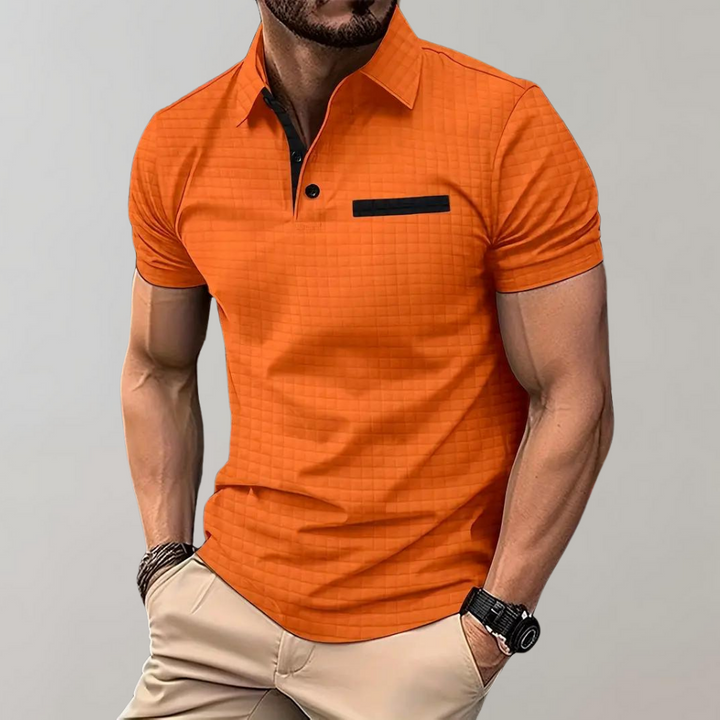 Liam | Polo élégant à texture gaufrée avec détails contrastés frappants