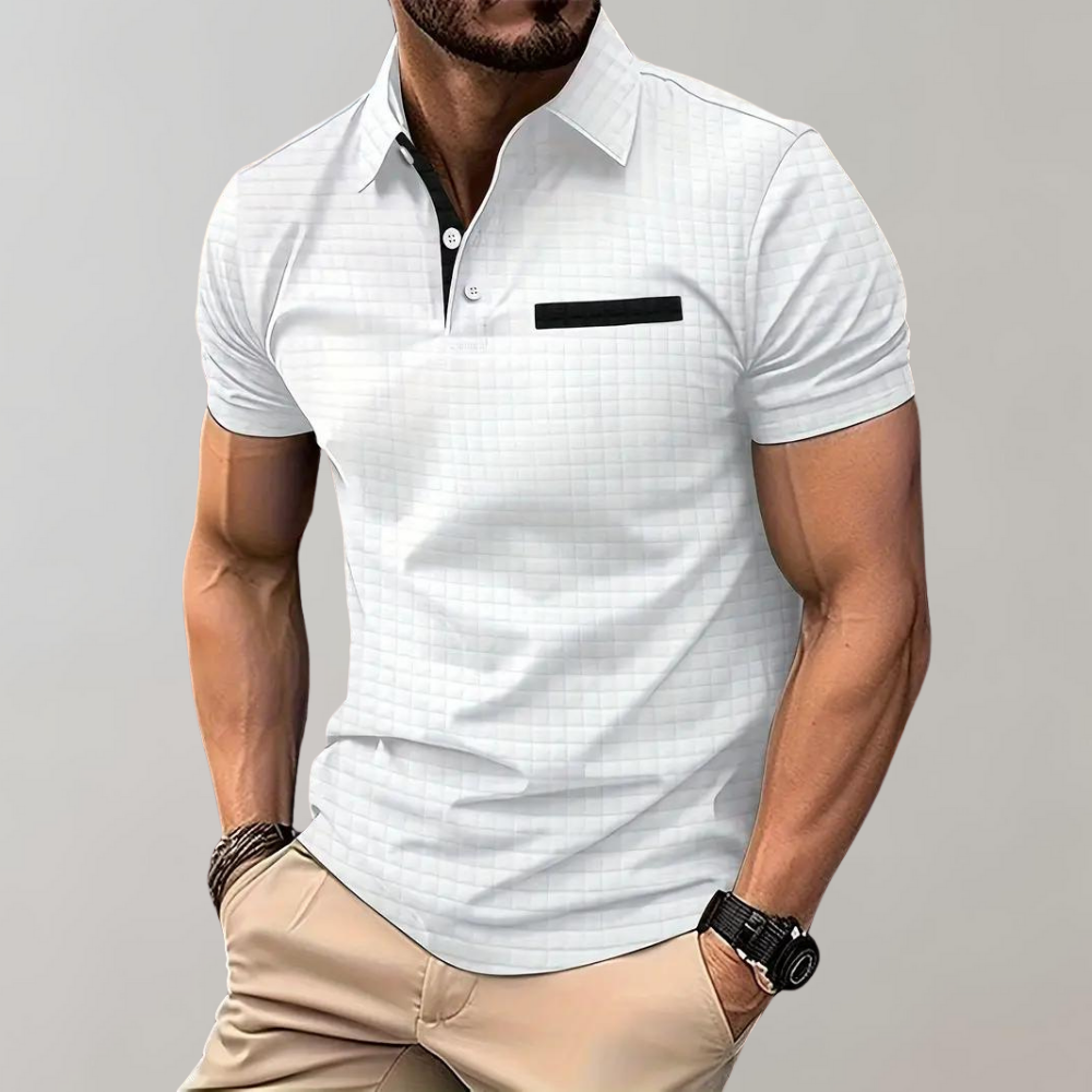 Liam | Polo élégant à texture gaufrée avec détails contrastés frappants