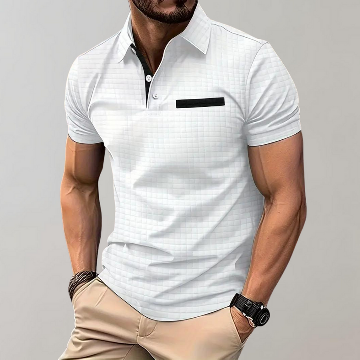 Liam | Polo élégant à texture gaufrée avec détails contrastés frappants