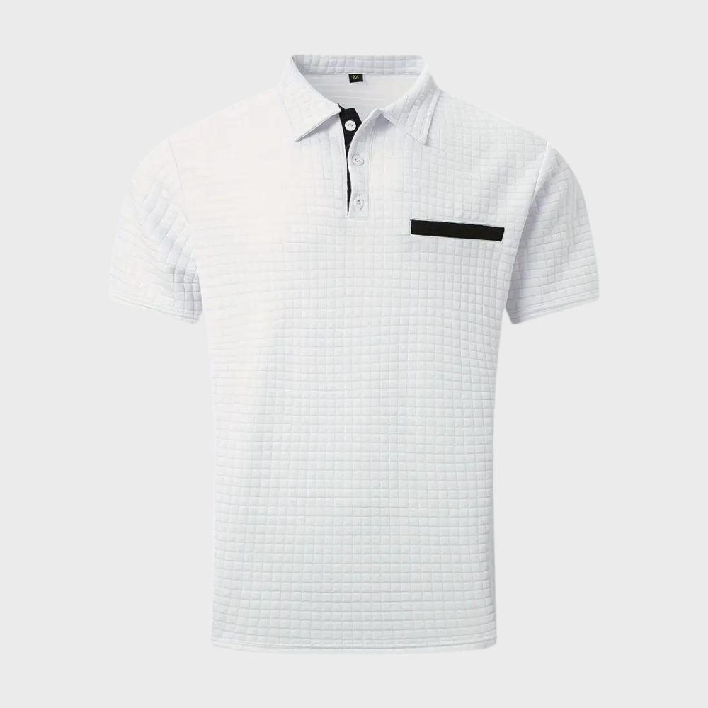 Liam | Polo élégant à texture gaufrée avec détails contrastés frappants