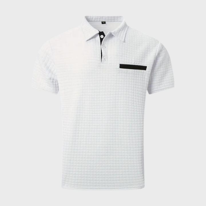 Liam | Polo élégant à texture gaufrée avec détails contrastés frappants