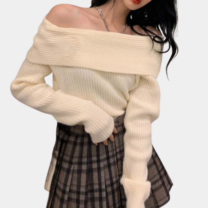 Belinda - Délicieux top en tricot sans épaules pour un look élégant.