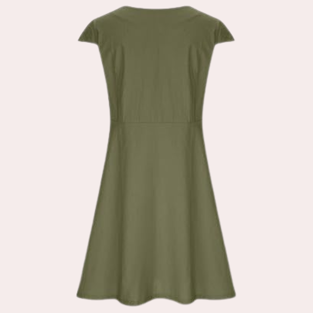 Agnete | Robe Midi Élégante à Manches Courtes - Parfaite pour des Looks Estivaux Décontractés et Élégants
