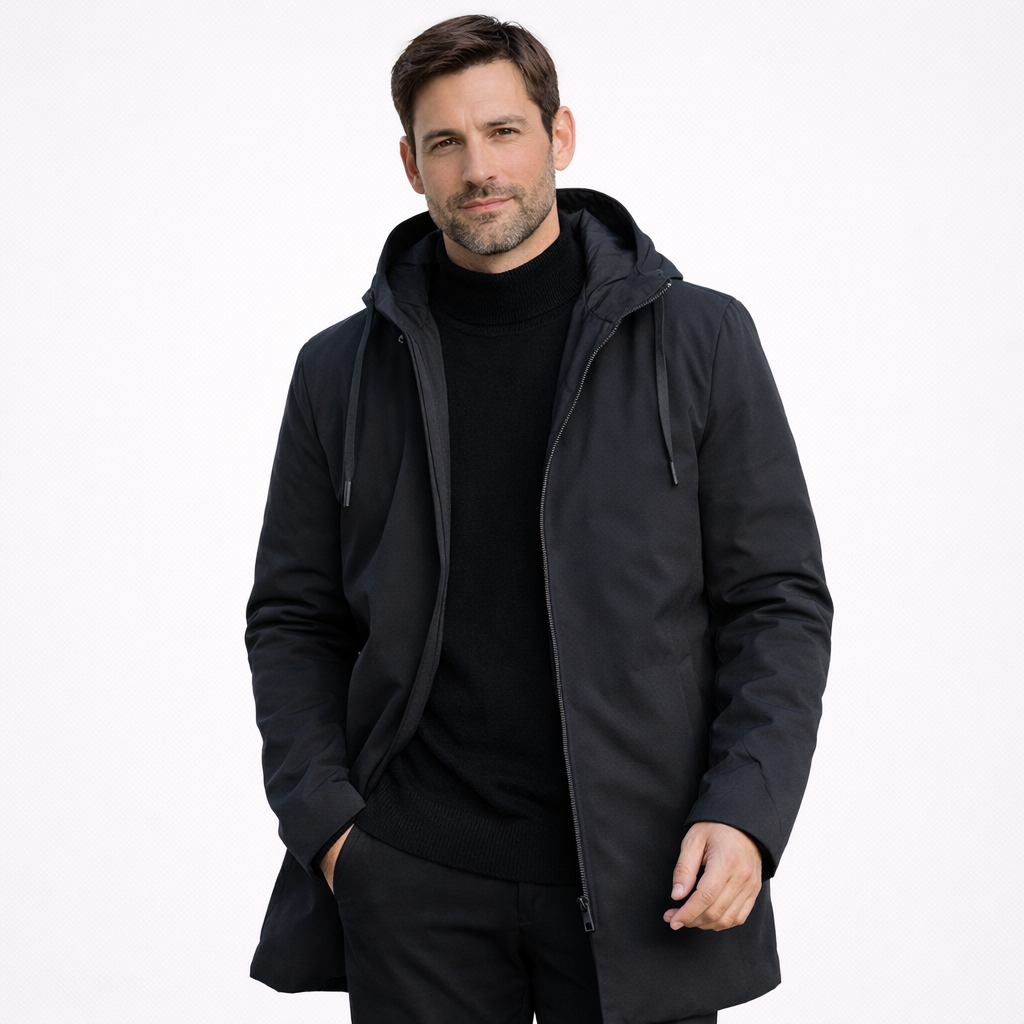 Parka homme mi-longue à capuche doublée matelassée, manteau d'hiver chaud au style urbain