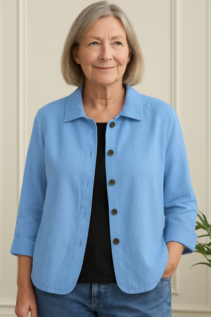 Lightweight women's cotton shirt cardigan, button-up autumn vest
