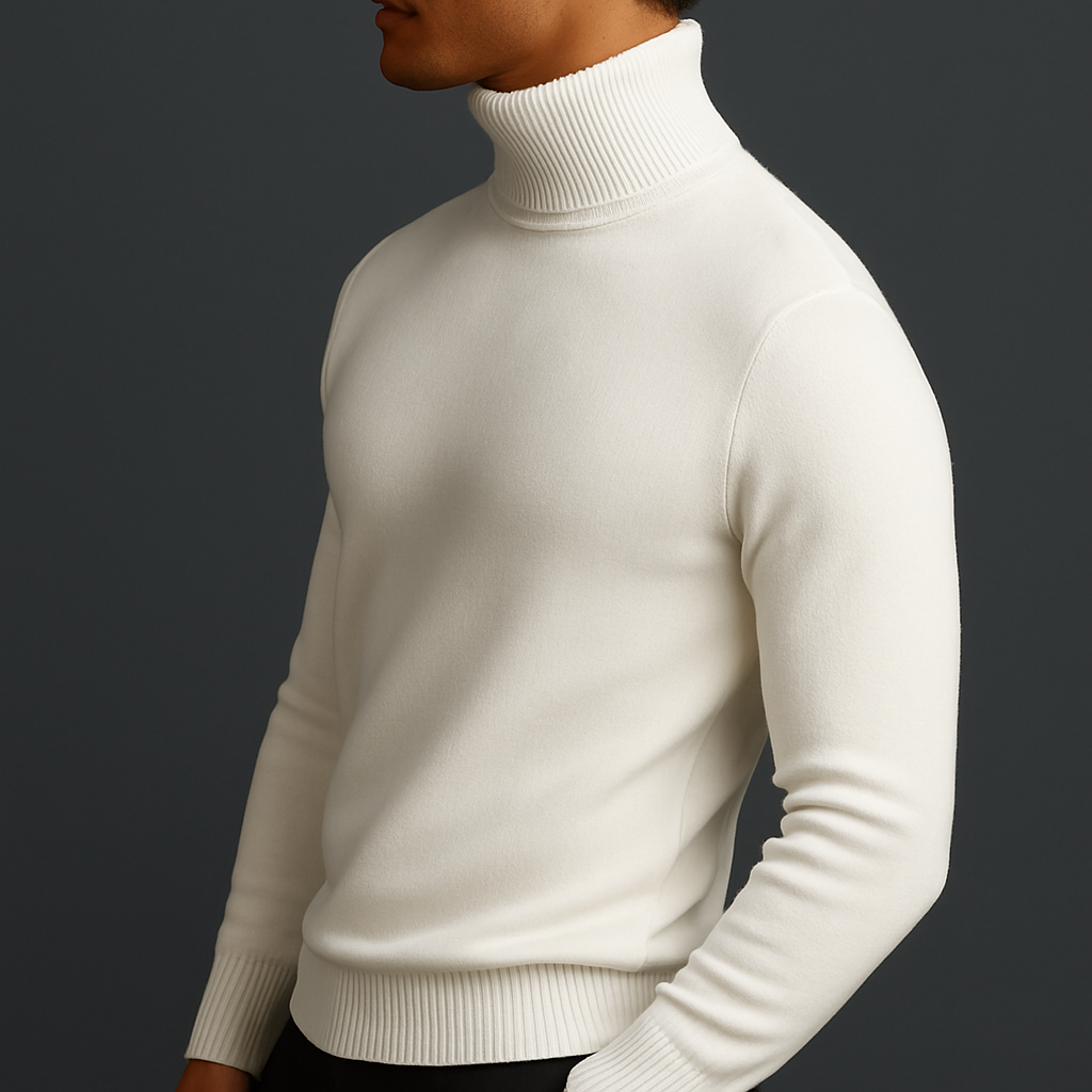 Col roulé en maille pour homme, pull classique d’automne à coupe ajustée