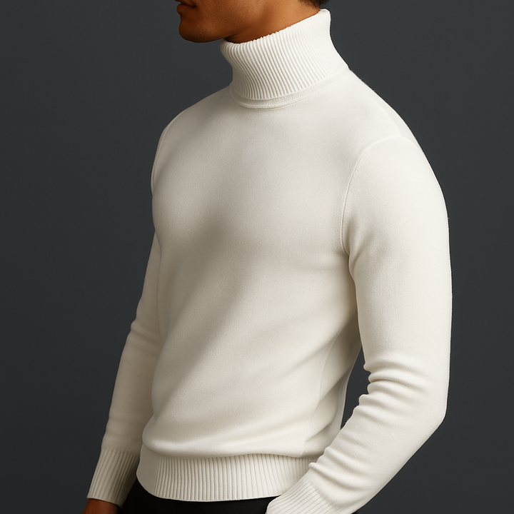 Col roulé en maille pour homme, pull classique d’automne à coupe ajustée