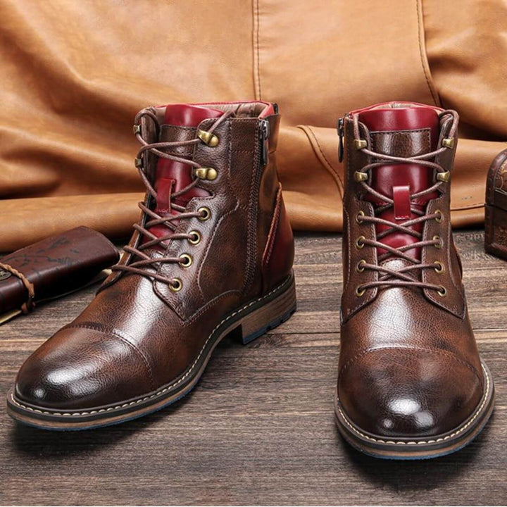 Chaussures montantes élégantes pour homme en cuir, à lacets, pour l’automne