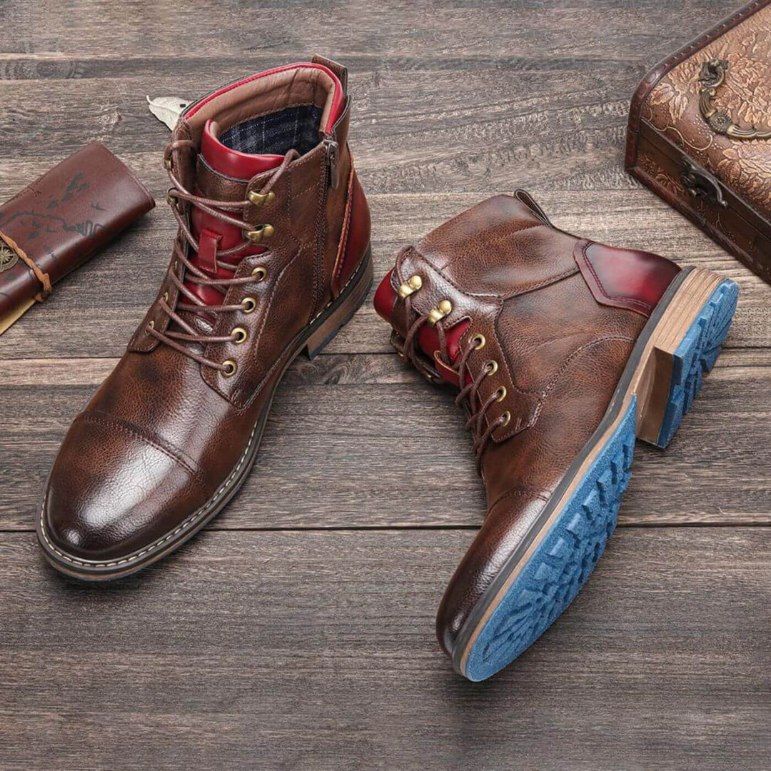 Chaussures montantes élégantes pour homme en cuir, à lacets, pour l’automne