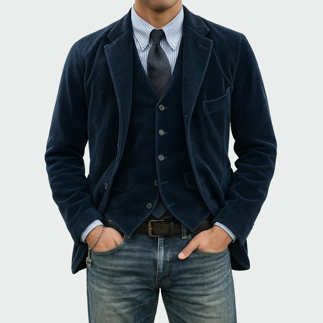 Veste homme en velours côtelé de coton, style automnal et élégance décontractée