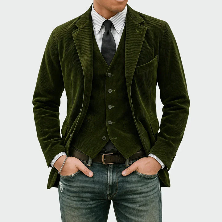 Veste homme en velours côtelé de coton, style automnal et élégance décontractée