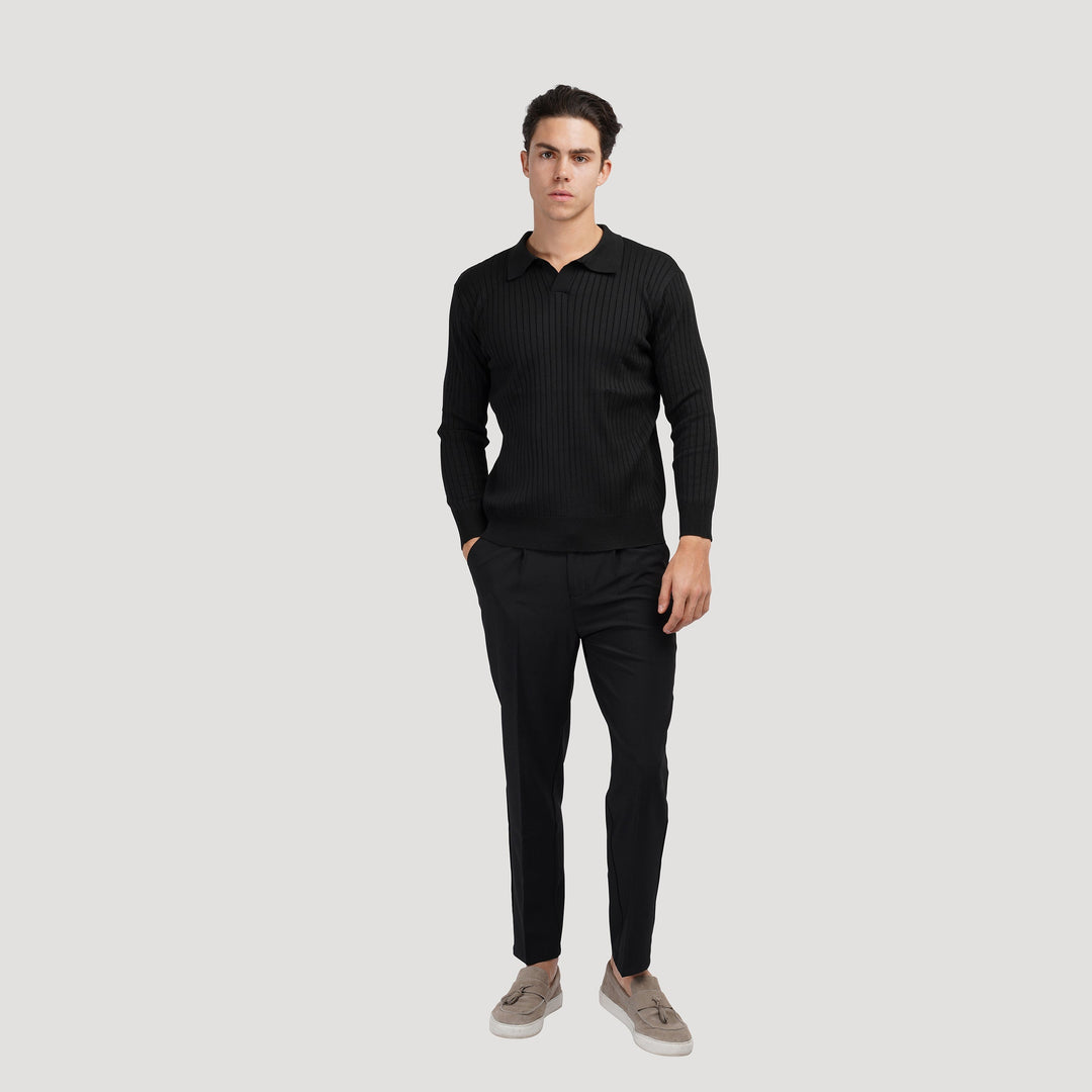 Polo en maille élégante à manches longues pour un look sophistiqué
