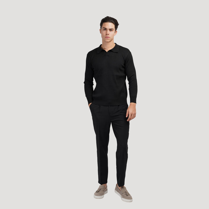 Polo en maille élégante à manches longues pour un look sophistiqué