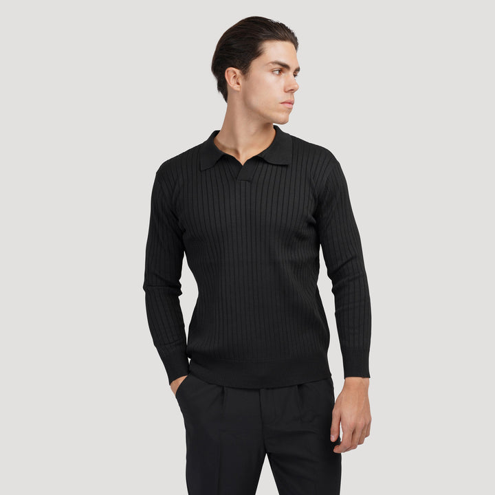 Polo en maille élégante à manches longues pour un look sophistiqué