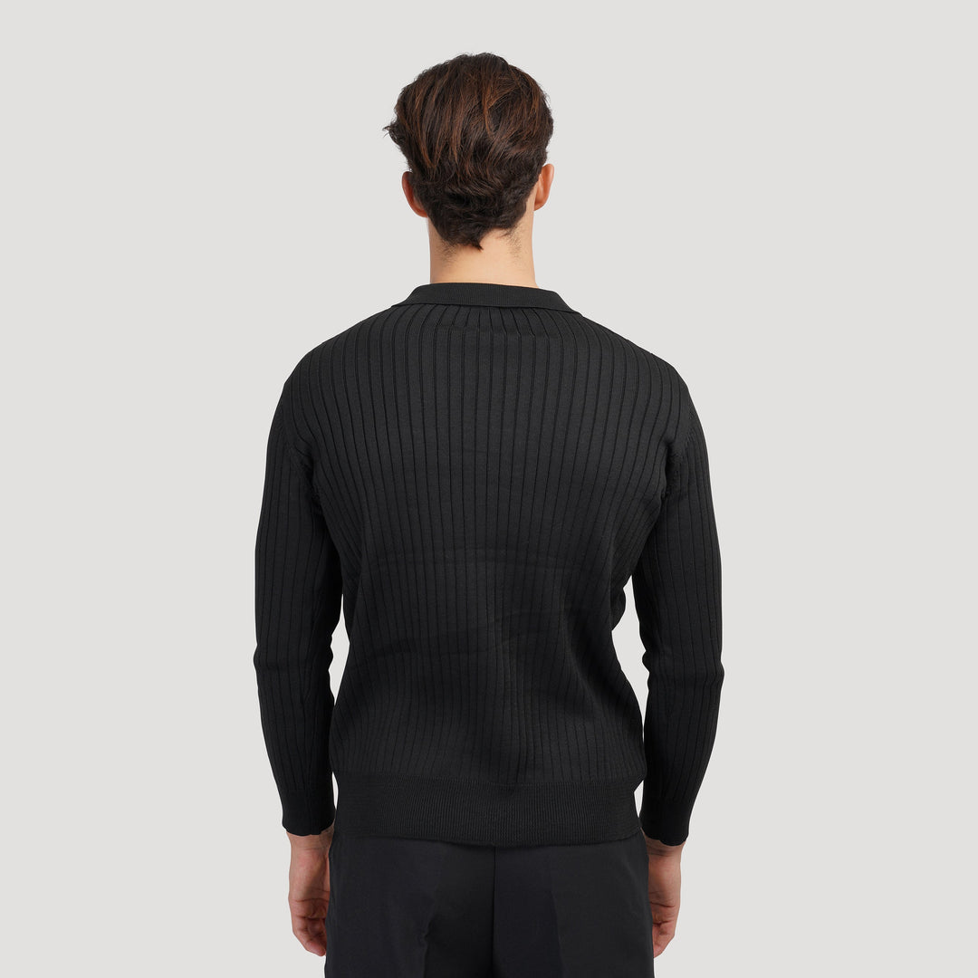 Polo en maille élégante à manches longues pour un look sophistiqué
