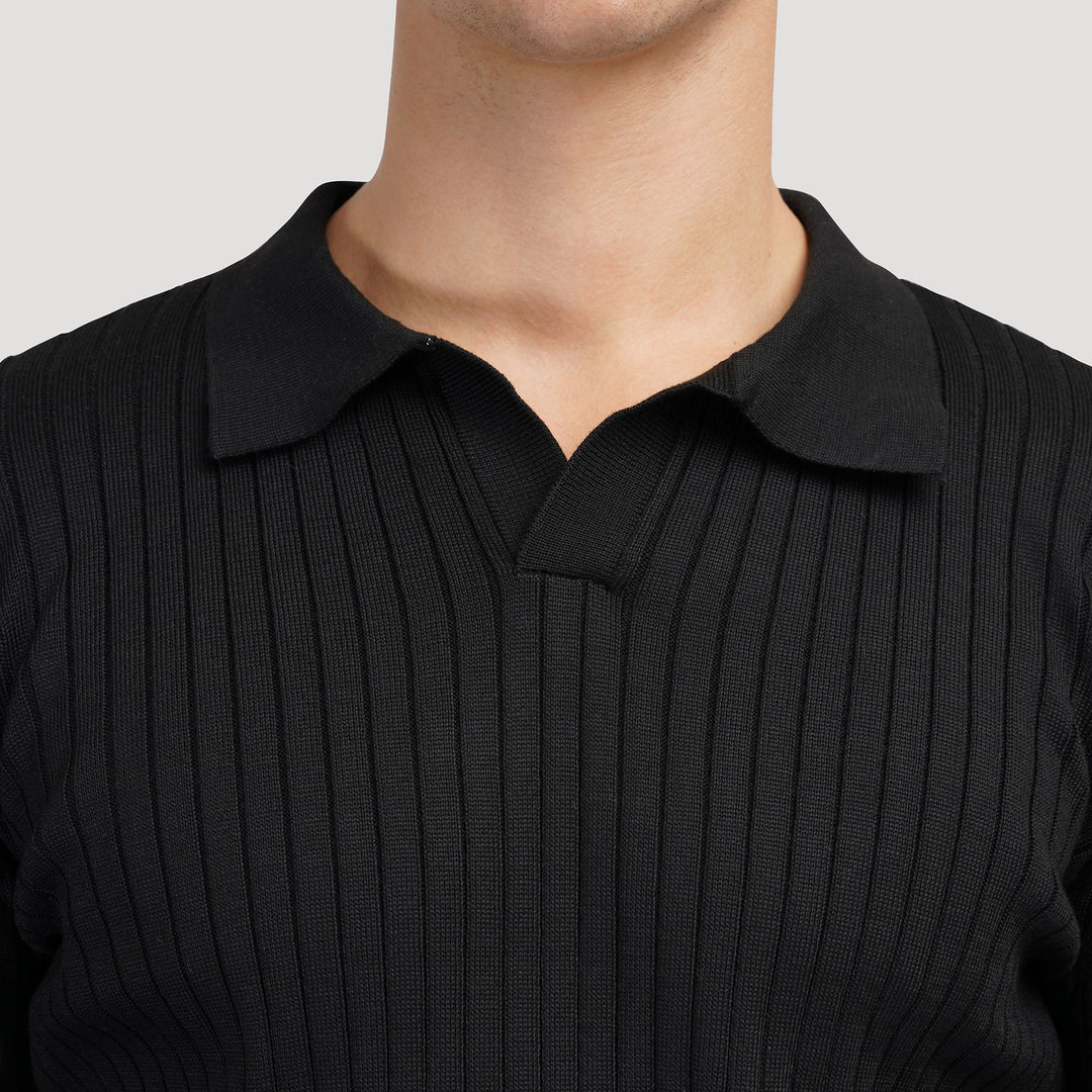 Polo en maille élégante à manches longues pour un look sophistiqué